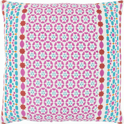 Lucent Pillow - 8651 by Surya in rust, teal, magenta, ivory, mint, yellow. Made from front: 100% cotton, back: 100% cotton in a modern style.