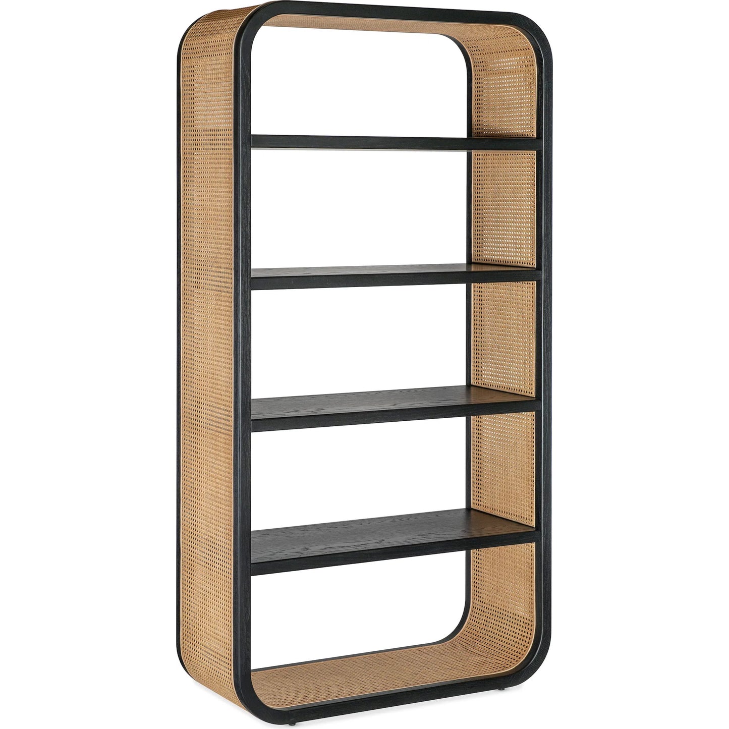 001 SI-2193360 | Primary Silo | Cain Bookcase by Hooker Furniture in black finish with brown cane accents. Made from unique in a rustic style.
