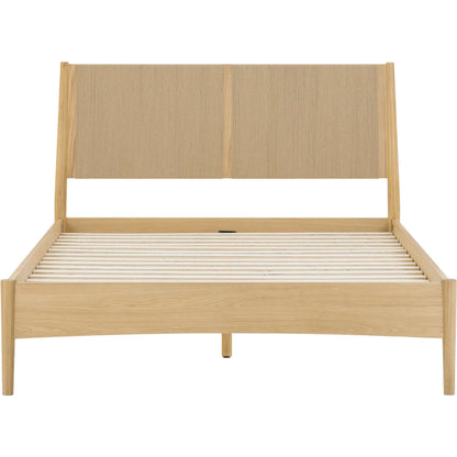 Lumina Queen Bed by LH Imports in beige and natural. Made from oak wood legs, 100% natural paper rope, mdf oak veneer in a transitional style.