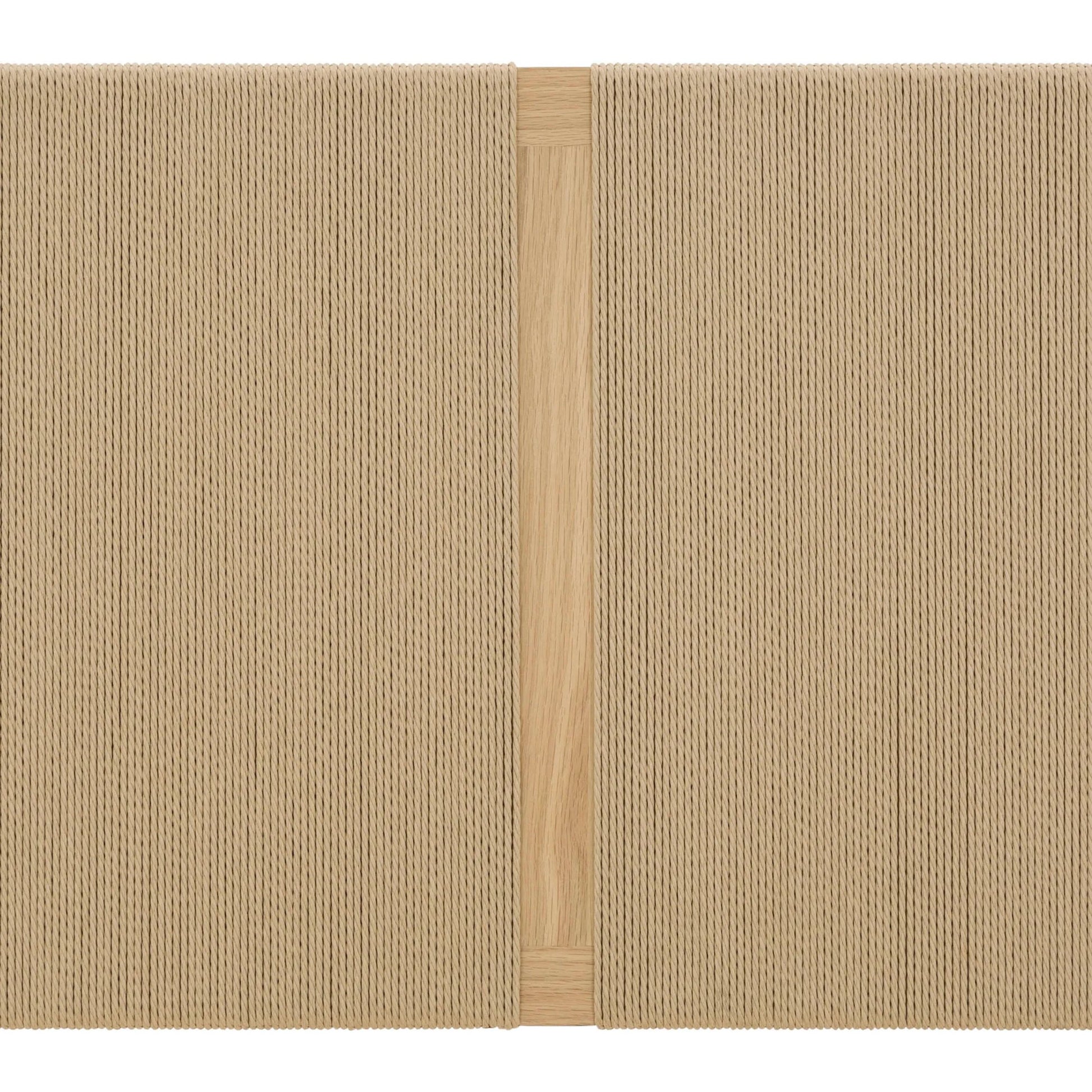 Lumina Queen Bed by LH Imports in beige and natural. Made from oak wood legs, 100% natural paper rope, mdf oak veneer in a transitional style.