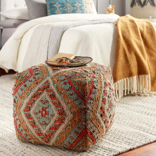 Luanda - 34065 by Surya in aqua, light beige. Made from 70% jute, 20% wool, 10% cotton, 100% polybeads, 100% cotton in a eclectic & global style.