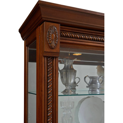 43'' Wide Medallion Cherry Curio Display Cabinet by Pulaski Furniture in rich cherry. Made from hardwood solids in a traditional style.