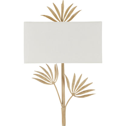 Calliope Wall Sconce by Currey and Company in coco cream. Made from wrought iron, fabric in a modern style.