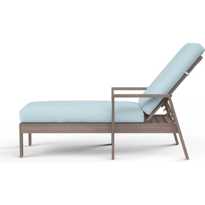Laguna Outdoor Chaise Lounge by Sunset West in browns. Made from aluminum in a modern style.