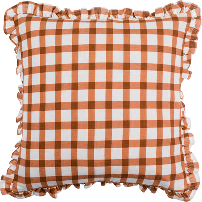 Louisville Pillow - 497695 by Livabliss in burnt orange, white. Made from front: 100% cotton, back: 100% cotton in a cottage & farmhouse style.