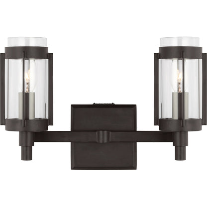 Flynn 2 - Light Vanity by Visual Comfort & Co. in aged iron. Made from unique in a cottage & farmhouse style.