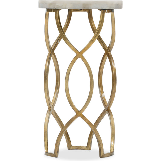 Melange Corrina Martini Table by Hooker Furniture in gold. Made from white onyx parquet with carbon steel metal in a modern style.