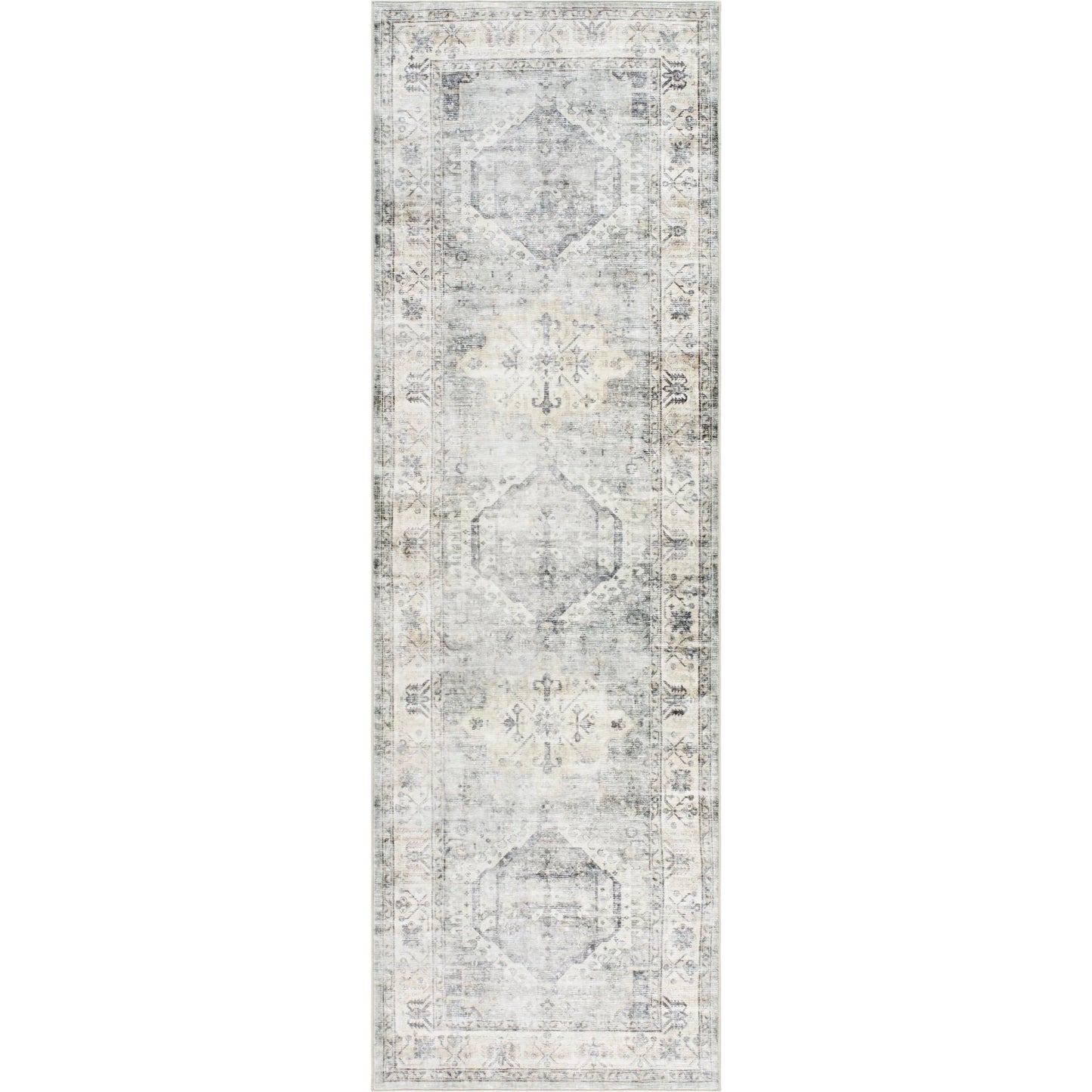 021 SI-2053928 | Primary Silo | Lavable LVB-2319 Rug by Livabliss in ivory, charcoal, slate gray, taupe, misty blue. Made from face: 100% polyester in a unique style.