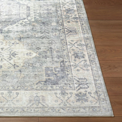 Lavable LVB-2319 Rug by Livabliss in ivory, charcoal, slate gray, taupe, misty blue. Made from face: 100% polyester in a unique style.