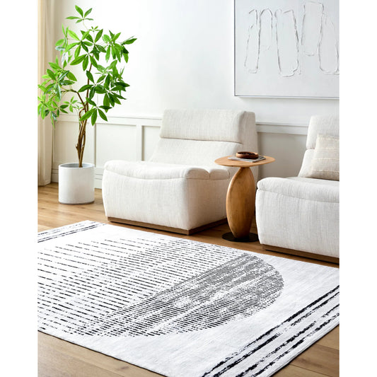 Lavable Rug - 500678 by Livabliss in white, silver. Made from polyester in a unique style.