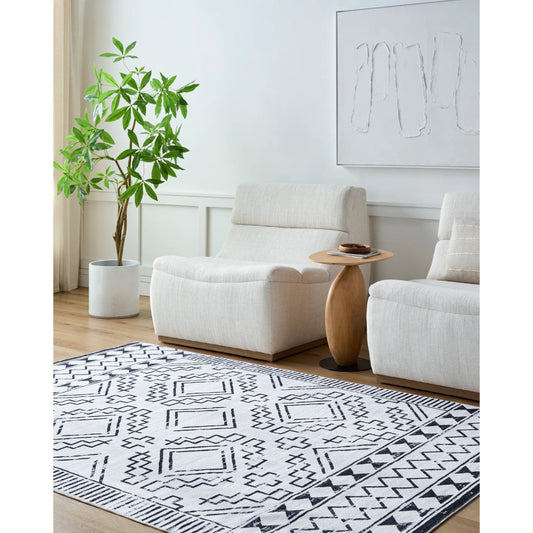 Lavable Rug - 500687 by Livabliss in off-white, nickel, black. Made from face: 100% polyester in a unique style.