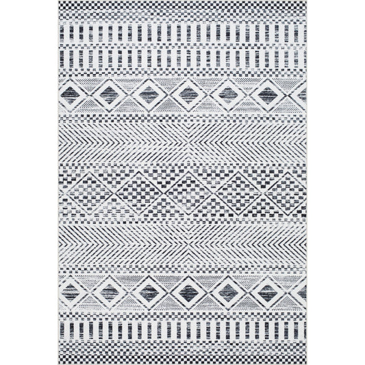 001 SI-2099344,SI-2099345,SI-2099346,SI-2099347,SI-2099348,SI-2099349 | Primary Silo | Lavable Rug - 500696 by Livabliss in off-white, slate, metallic - silver, nickel, silver. Made from polyester in a unique style.
