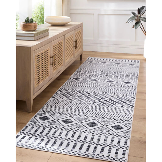 Lavable Rug - 500696 by Livabliss in off-white, slate, metallic - silver, nickel, silver. Made from polyester in a unique style.