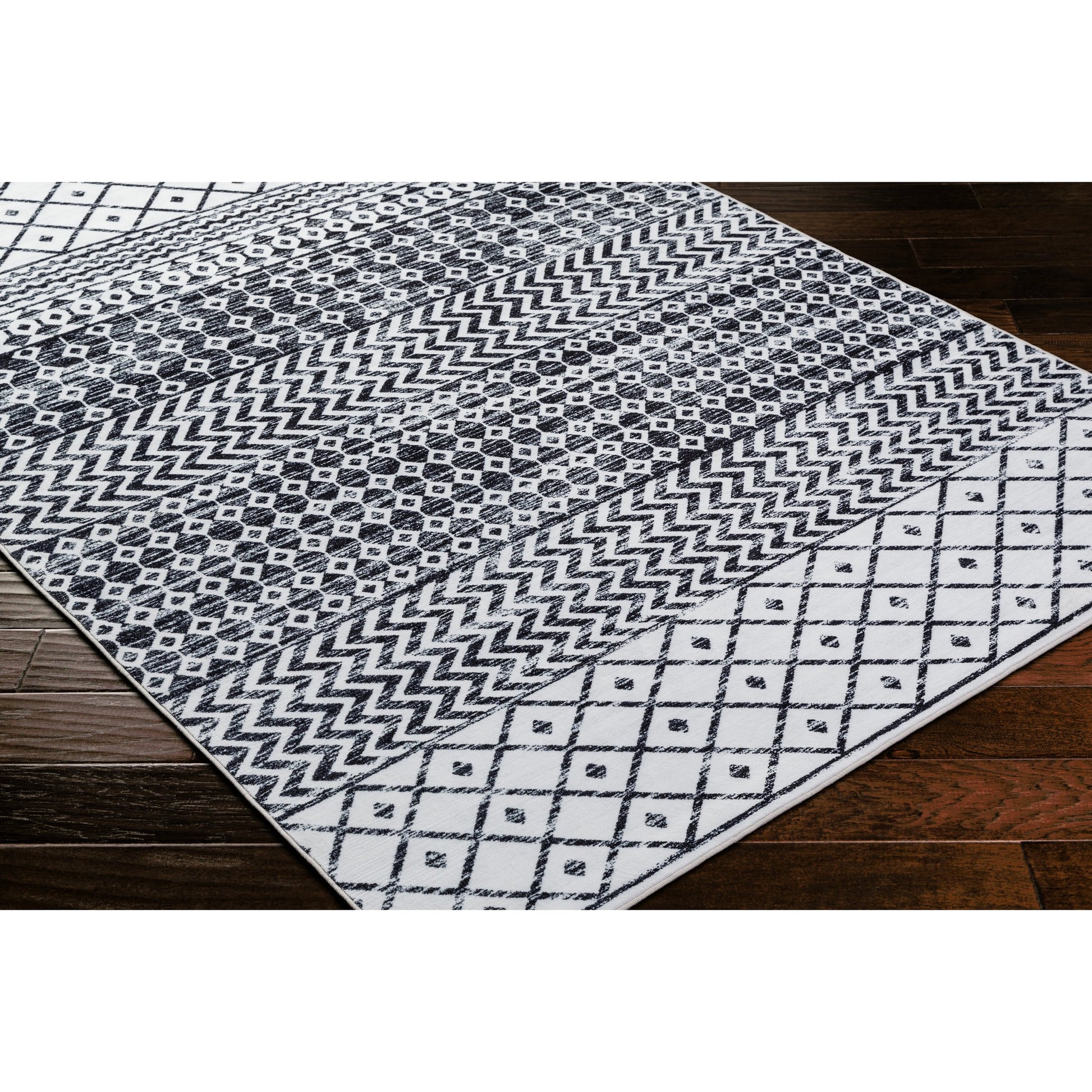 Lavable Rug - 500705 by Livabliss in white, nickel, onyx, light silver, metallic - silver, slate. Made from polyester in a unique style.