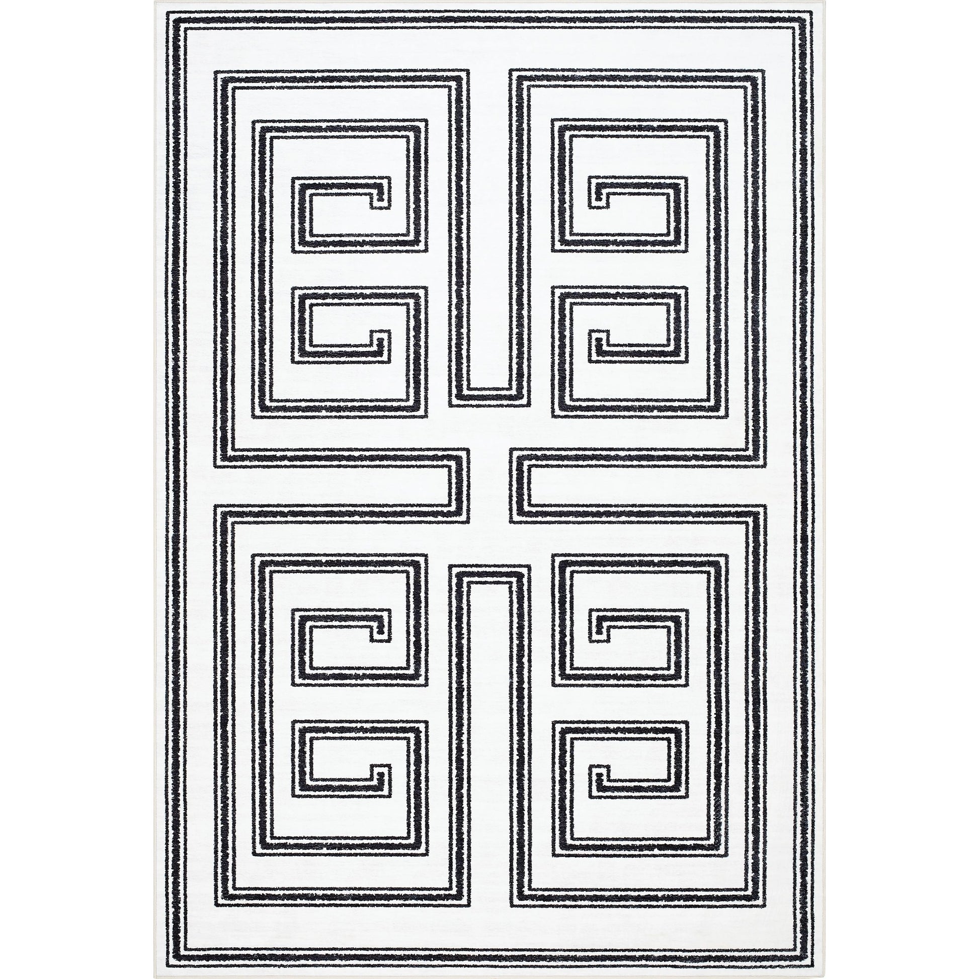 Lavable Rug - 500741 by Livabliss in white, onyx, light silver, old lavender. Made from polyester in a unique style.