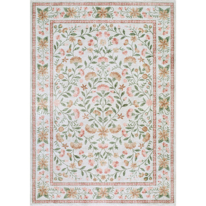 Lavable LVB-2338 Rug by Livabliss in rose, sage, cream, coral, olive. Made from polyester in a unique style.