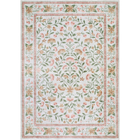Lavable LVB-2338 Rug by Livabliss in rose, sage, cream, coral, olive. Made from polyester in a unique style.