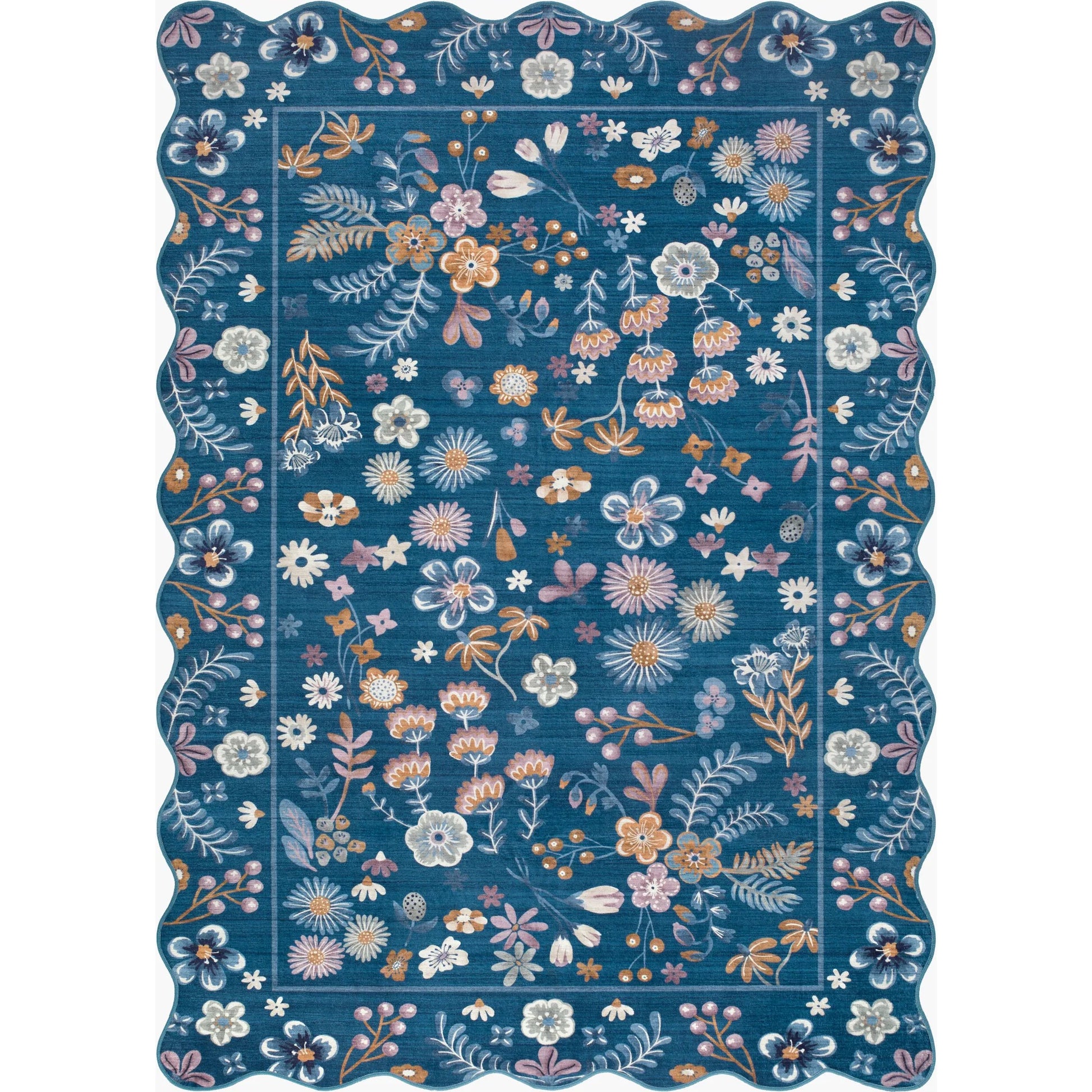 Lavable LVB-2340 Rug by Livabliss in denim blue, peach, coral, ivory, lavender, sage. Made from polyester in a unique style.