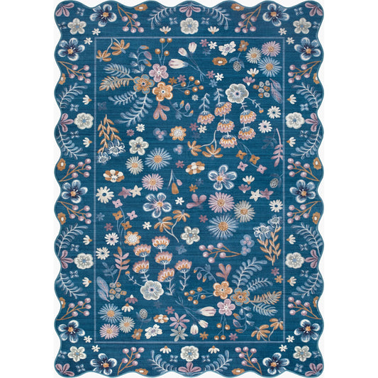 Lavable LVB-2340 Rug by Livabliss in denim blue, peach, coral, ivory, lavender, sage. Made from polyester in a unique style.