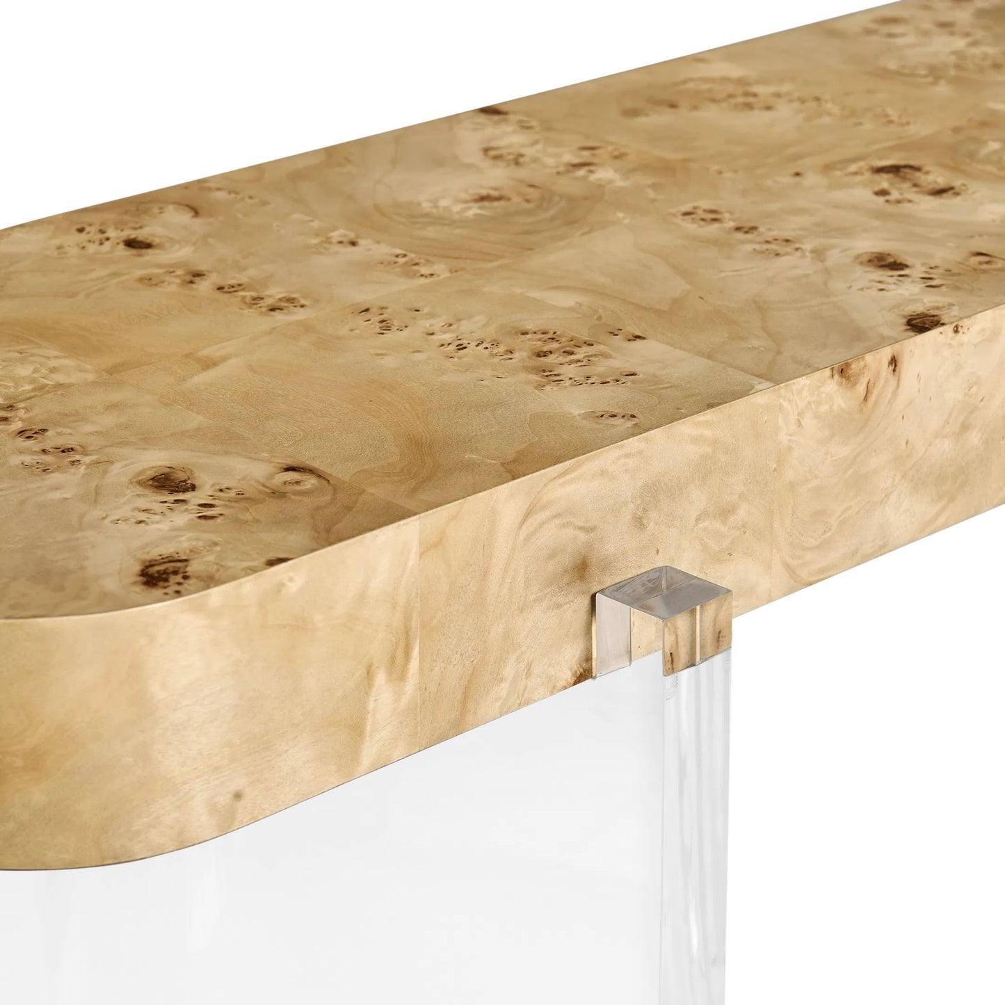 007 SI-2462653 | Closeup | Veil Console Table by Jonathan Charles in natural mappa burl. Made from mappa burl in a modern style.