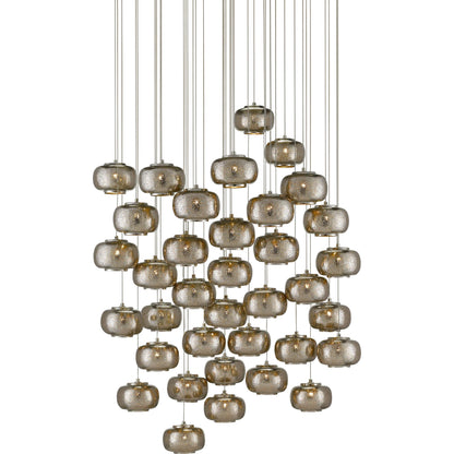 Pepper Pendant by Currey and Company in painted silver, nickel. Made from metal in a modern style.