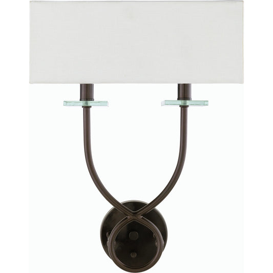Livi Wall Sconce - 25190 by Surya in light grey, dark grey and paintedpowder coatedtranslucent. Made from linen, polyester, glass, metal in a modern style.