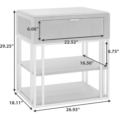 West End Nightstand with Storage-Drawer by Pulaski Furniture in tuxedo. Made from rubberwood in a modern style.