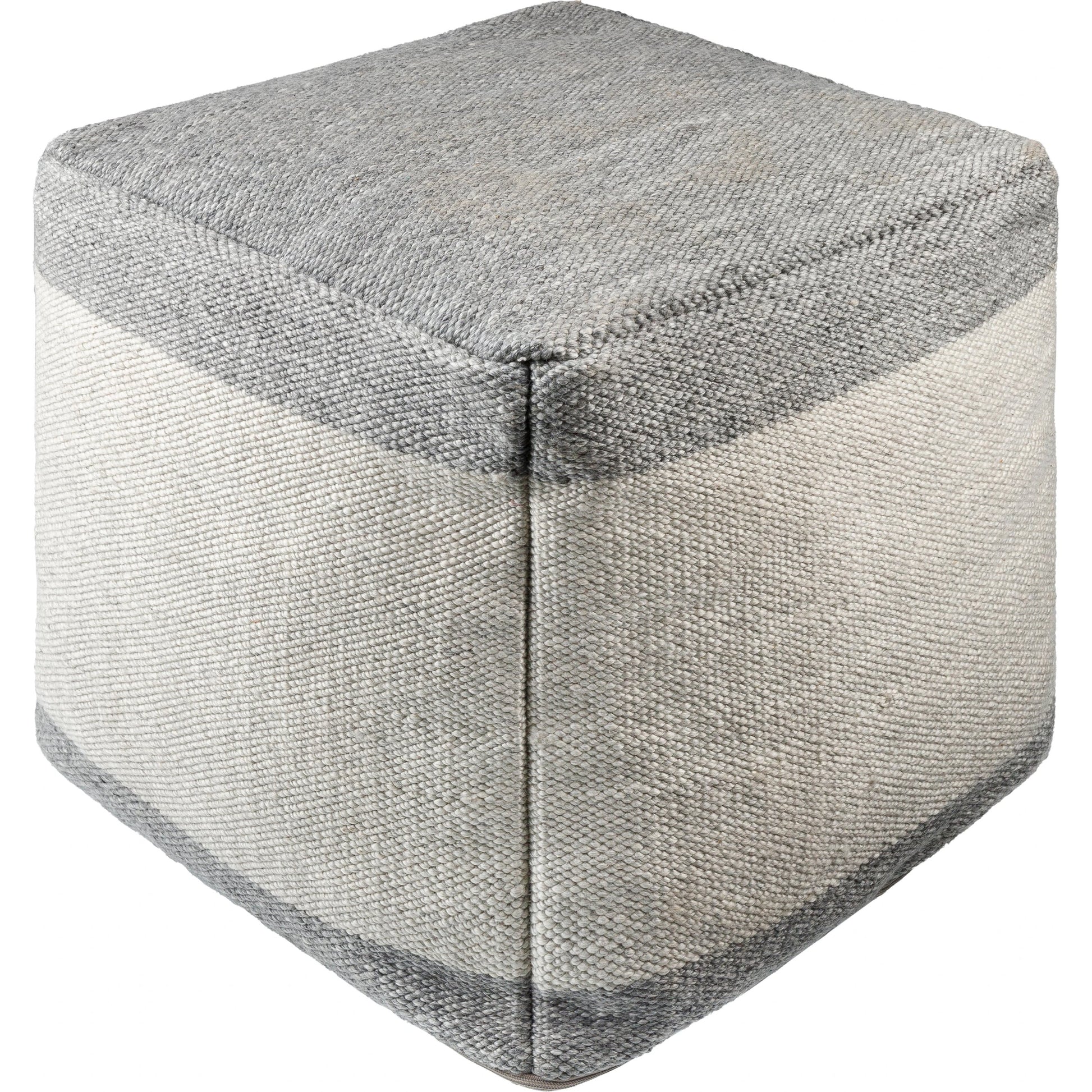 Latvia Indoor/Outdoor Throw by Surya in sterling grey. Made from top: 100% recycled pet yarn, bottom: 100% polyester, fill: 100% polybeads in a modern style.