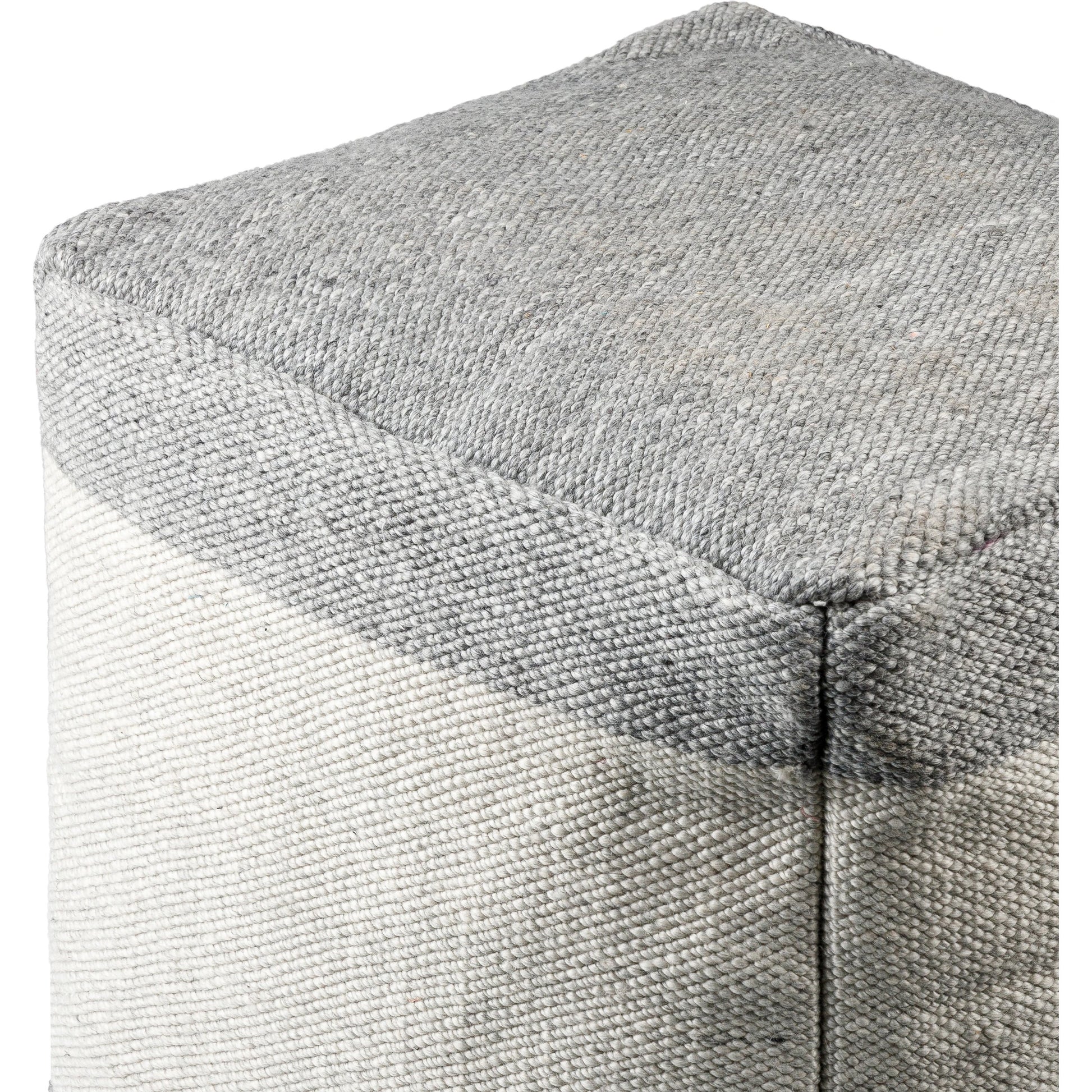 Latvia Indoor/Outdoor Throw by Surya in sterling grey. Made from top: 100% recycled pet yarn, bottom: 100% polyester, fill: 100% polybeads in a modern style.