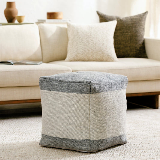 Latvia - 484023 by Surya in sterling grey. Made from top: 100% recycled pet yarn, bottom: 100% polyester, fill: 100% polybeads in a modern style.