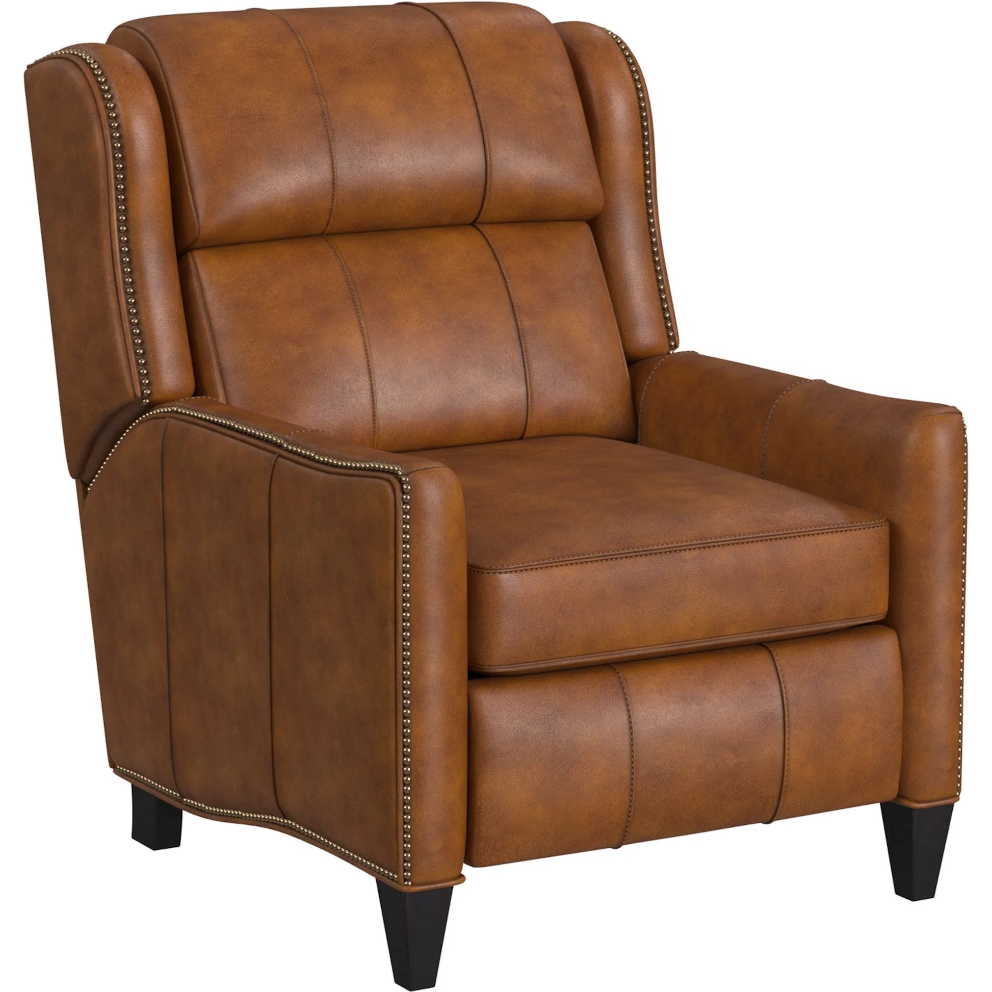 Lancaster Recliner by Bradington-Young by Hooker Furniture in brown. Made from leather in a unique style.