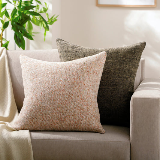 Lavanya Pillow - 481861 by Surya in medium gray, orange, burnt orange, white. Made from front: 70% cotton, 30% polyester, back: 70% cotton in a modern style.