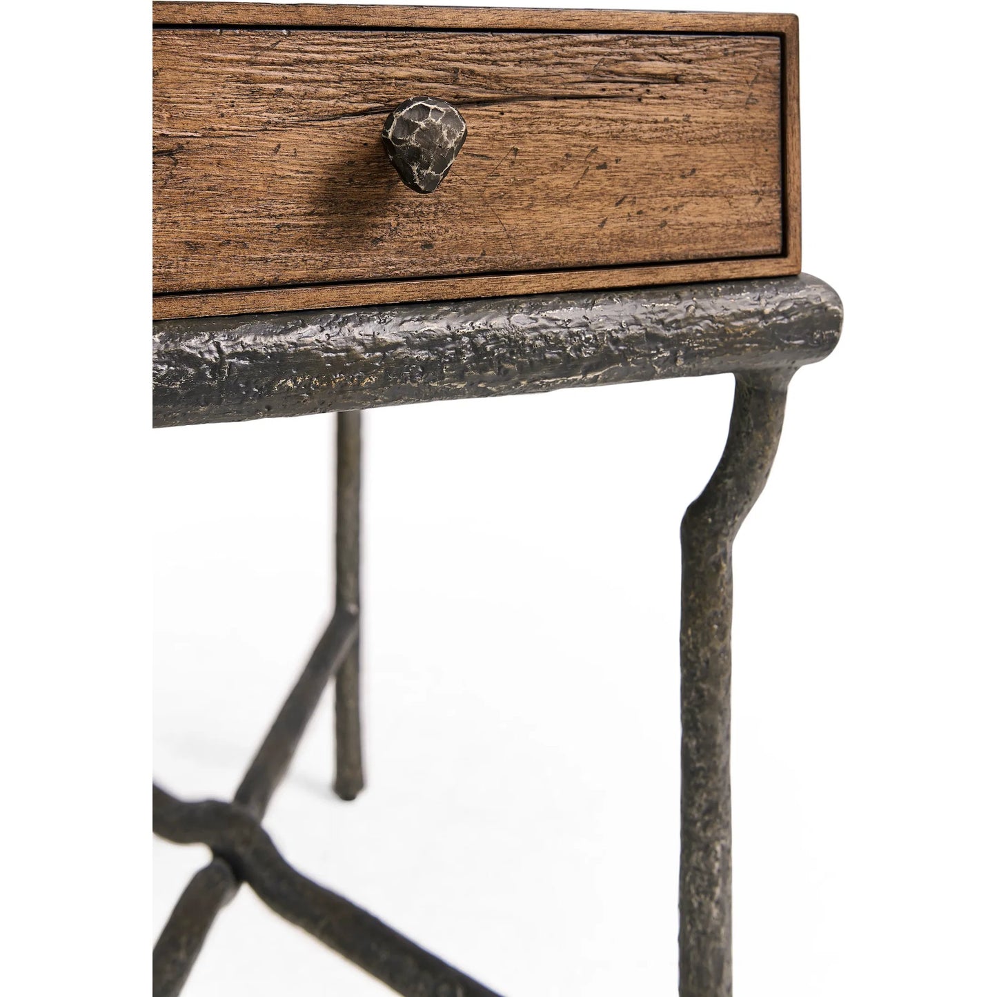 008 SI-2535721 | Closeup | Forge Iron Storage Side Table by Jonathan Charles in cast metal finish. Made from main aluminum in a unique style.