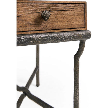 Forge Iron Storage Side Table by Jonathan Charles in cast metal finish. Made from main aluminum in a unique style.