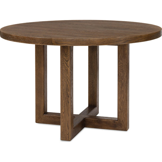 Driftwood 48" Round Dining Table by Hooker Furniture. Made from oak solids, oak veneers, fabric, 100% polyester in a transitional style.