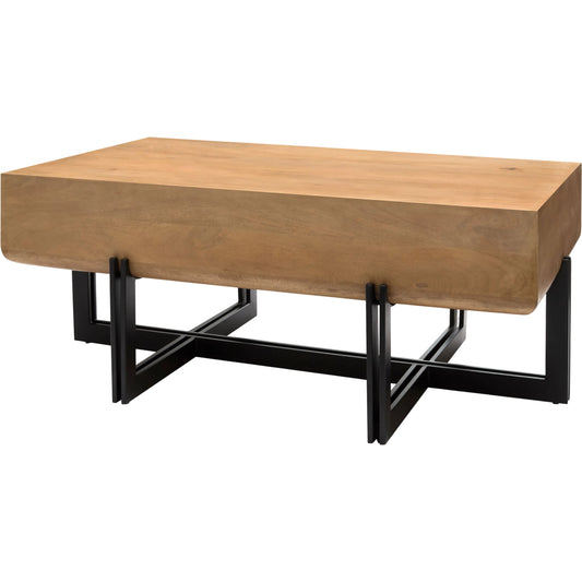Lowmax Large Coffee Table by Surya in brown, black and powder coated. Made from mango wood, cast iron in a unique style.