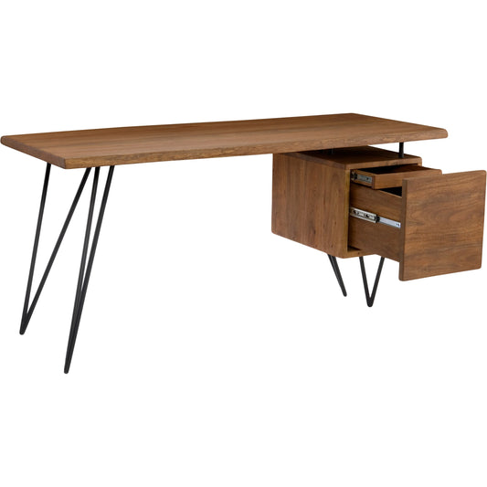 Nailed Desk by Moe's Home Collection in light brown. Made from solid acacia, iron base in a modern style.