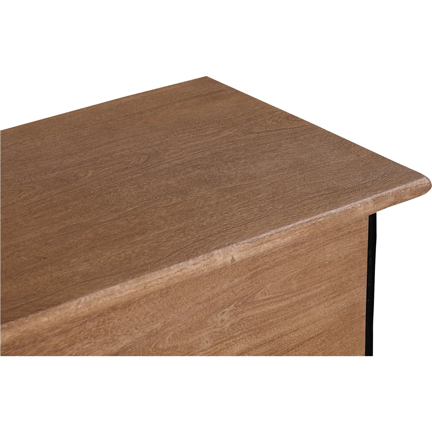 008 SI-2441558 | Closeup | Rene 6 Drawer Dresser by Moe's Home Collection in vintage brown. Made from acacia wood, hammered iron frame in a transitional style.