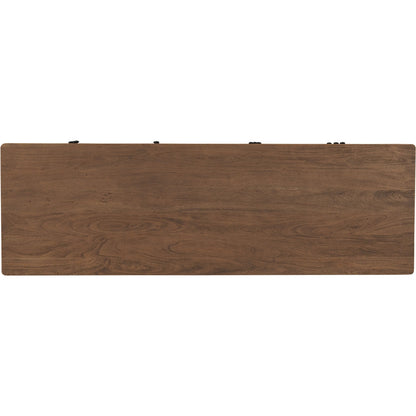 Mabel 6 Drawer Dresser by Moe's Home Collection in dark brown. Made from entire structure, drawer front, solid acacia wood, drawer acacia veneer over mdf in a unique style.