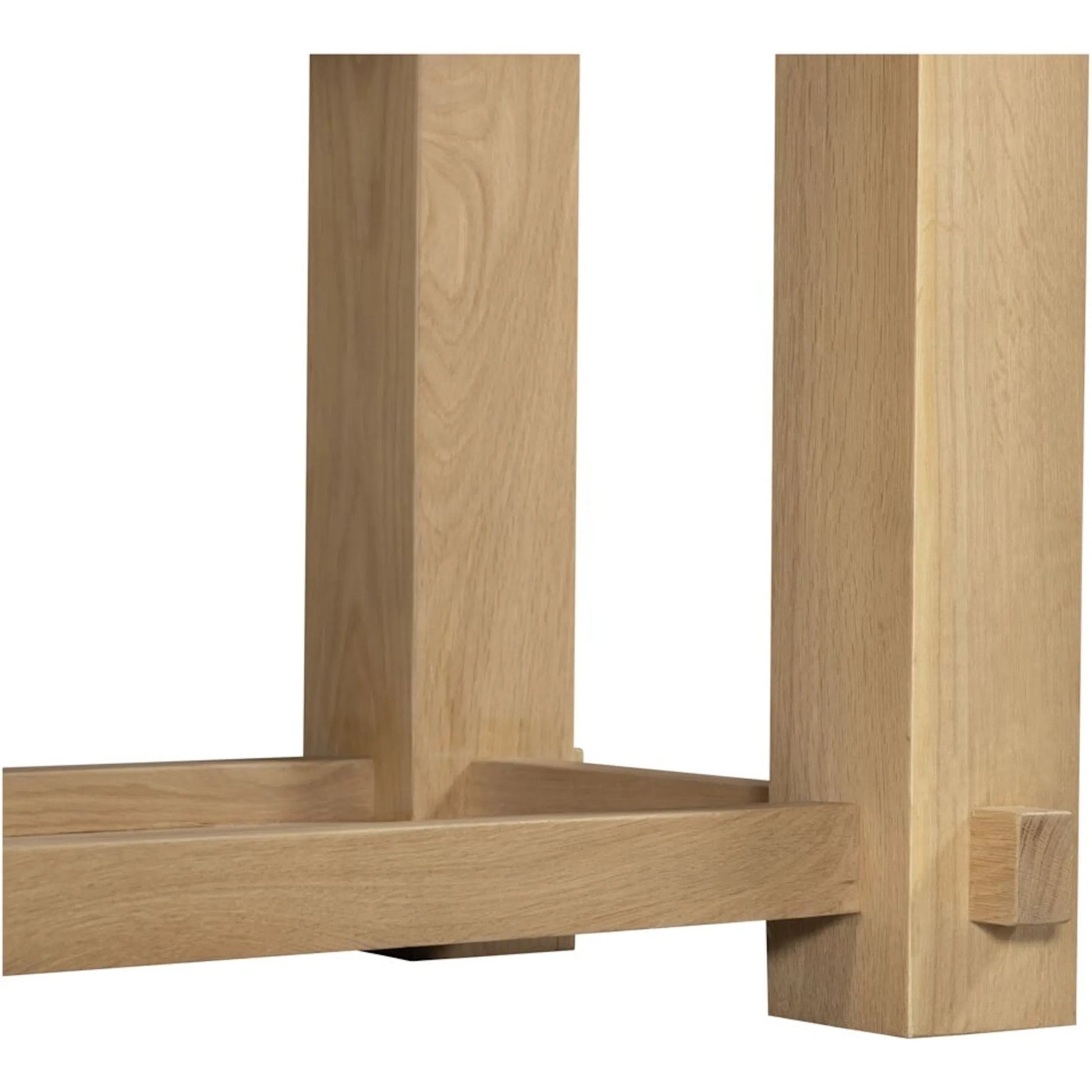 Morey Console Table by Moe's Home Collection in natural. Made from solid oak, thick oak veneer over mdf top in a unique style.