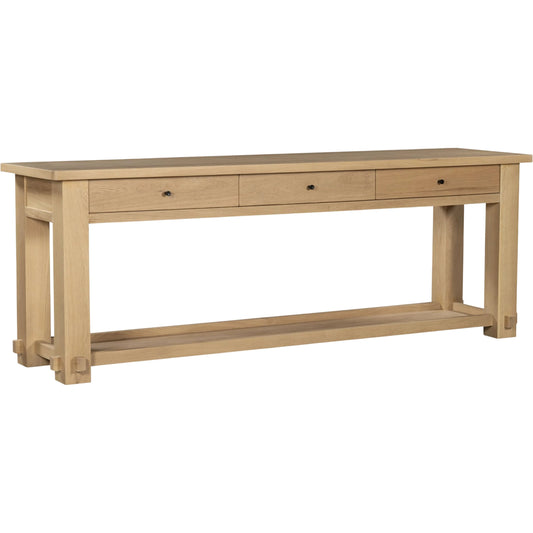 Morey Console Table by Moe's Home Collection in natural. Made from solid oak, thick oak veneer over mdf top in a unique style.