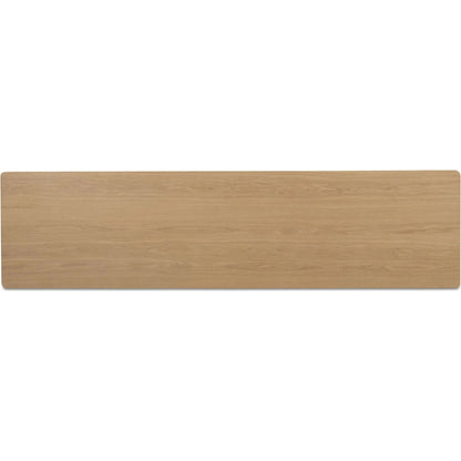 Morey Console Table by Moe's Home Collection in natural. Made from solid oak, thick oak veneer over mdf top in a unique style.