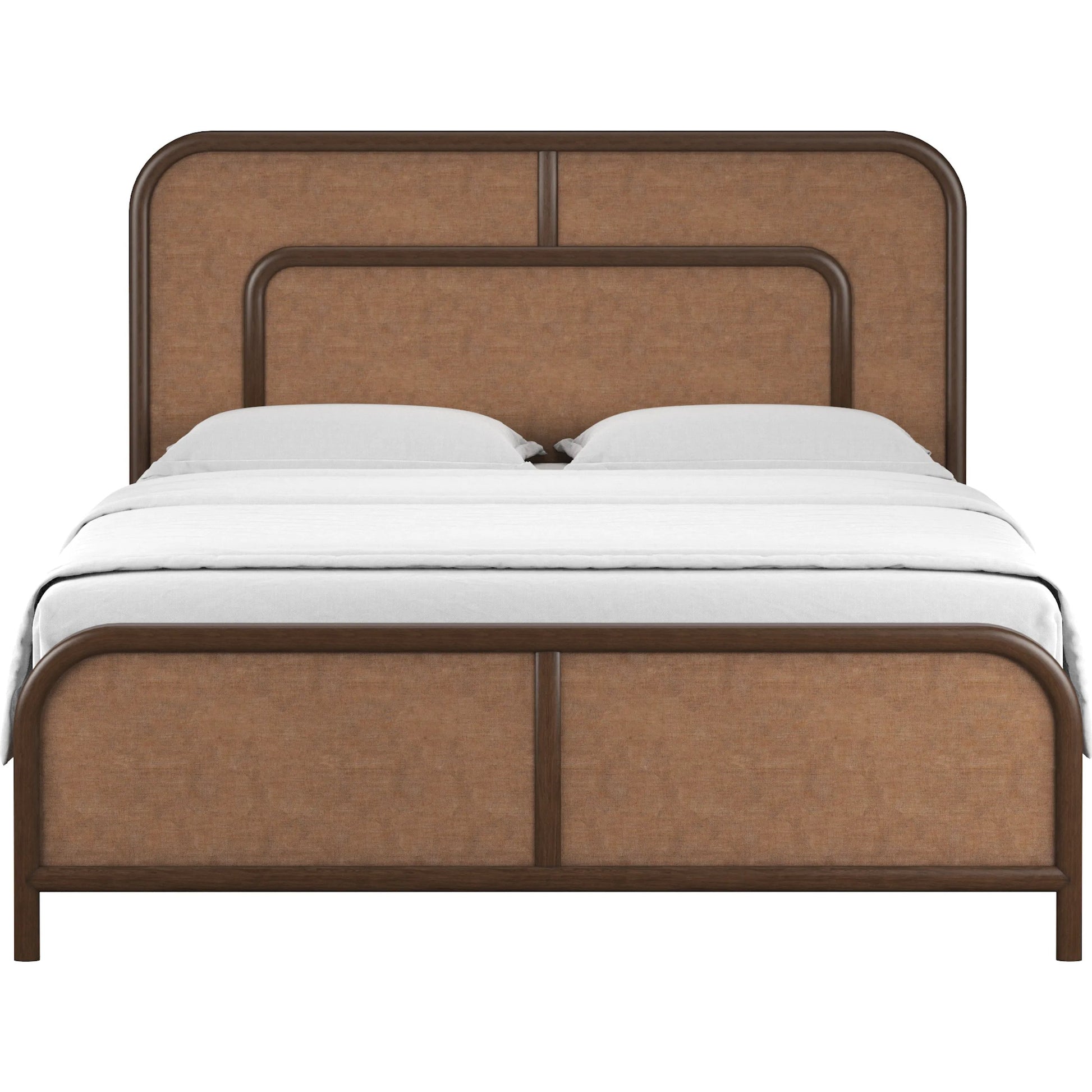 Verge Woven Bed by A.R.T. Furniture in handcrated walnut. Made from poplar solids, flat cut walnut veneers in a traditional style.