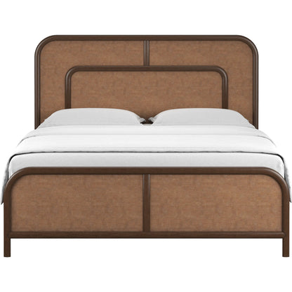 Verge Woven Bed by A.R.T. Furniture in handcrated walnut. Made from poplar solids, flat cut walnut veneers in a traditional style.