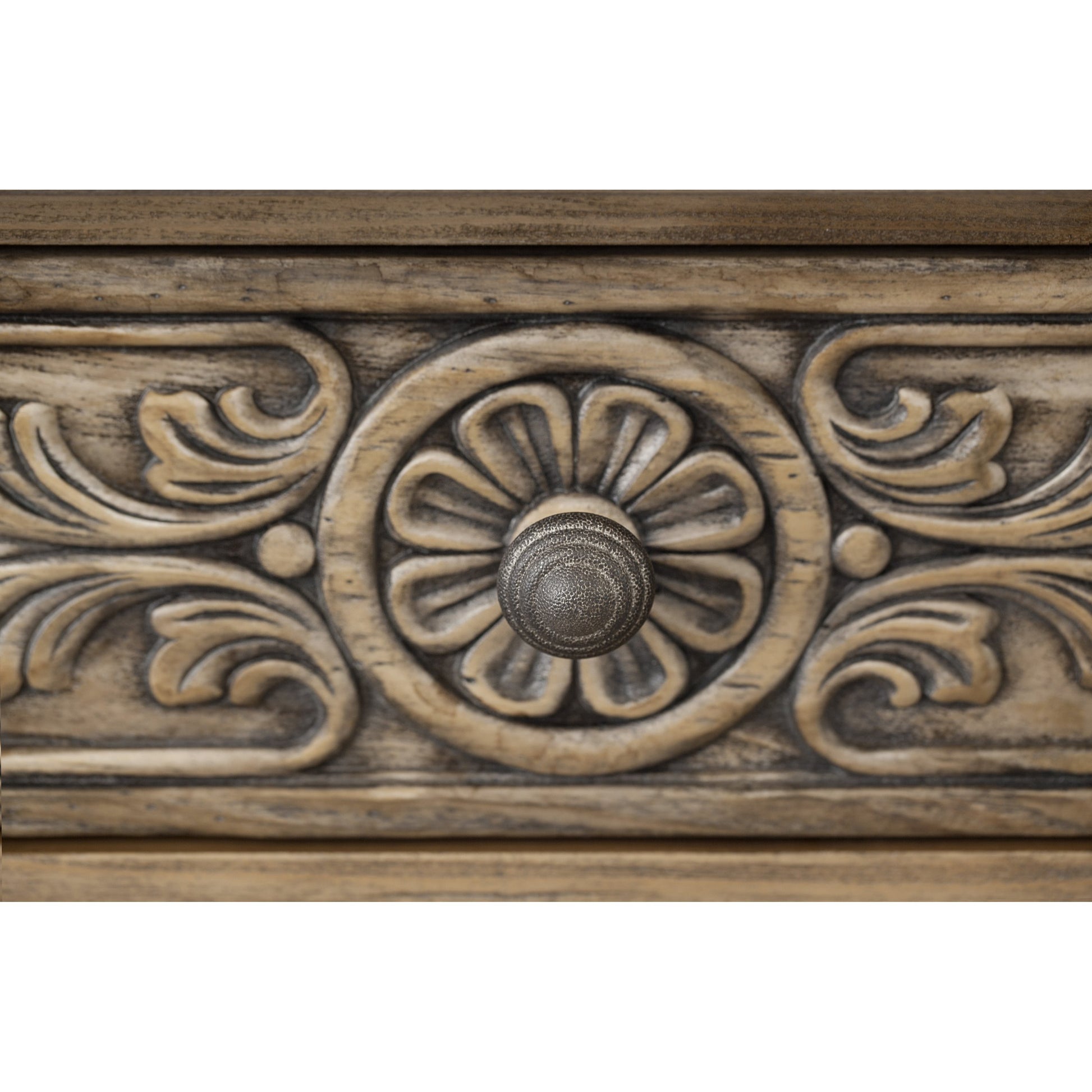 Bexar Huntboard by Hooker Furniture in sandstone. Made from white oak veneers in a traditional style.