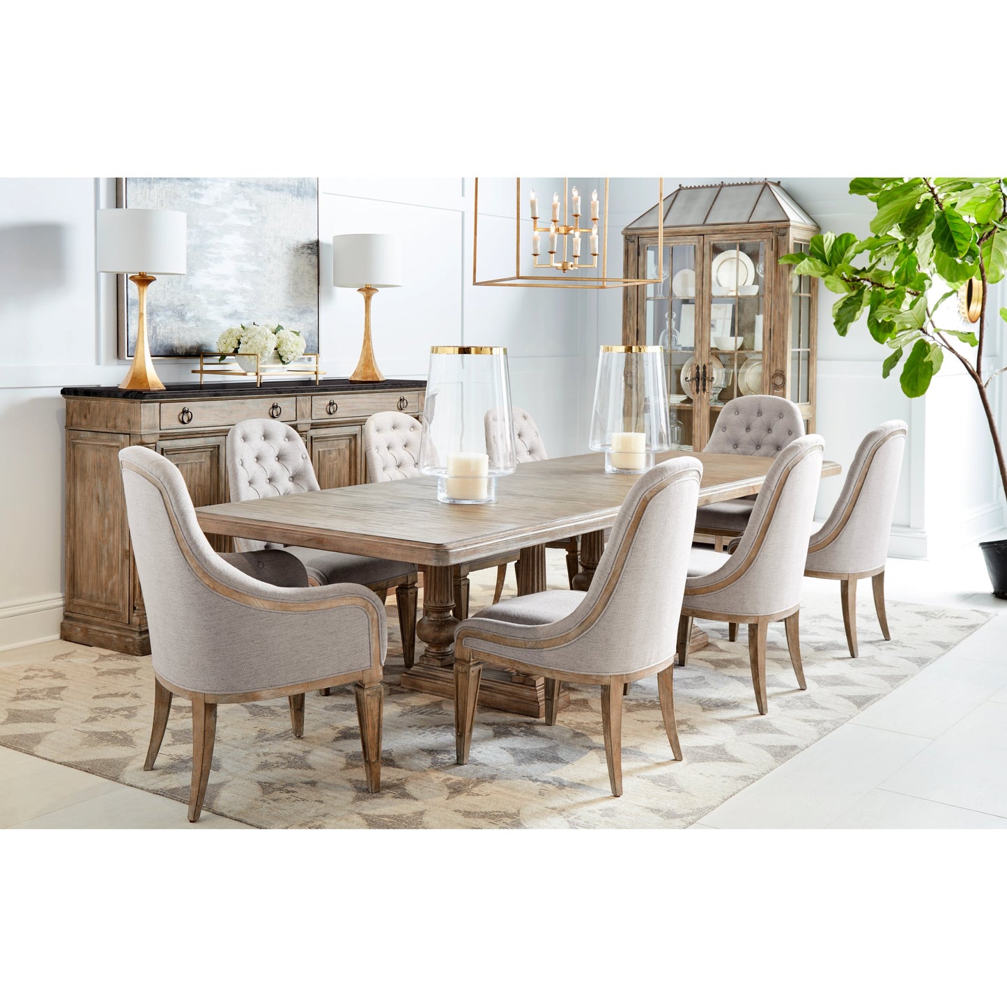 006 SI-2064914 | Lifestyle | Architrave Trestle Dining Table by A.R.T. Furniture in almond. Made from pine solids and veneer, resin in a traditional style.
