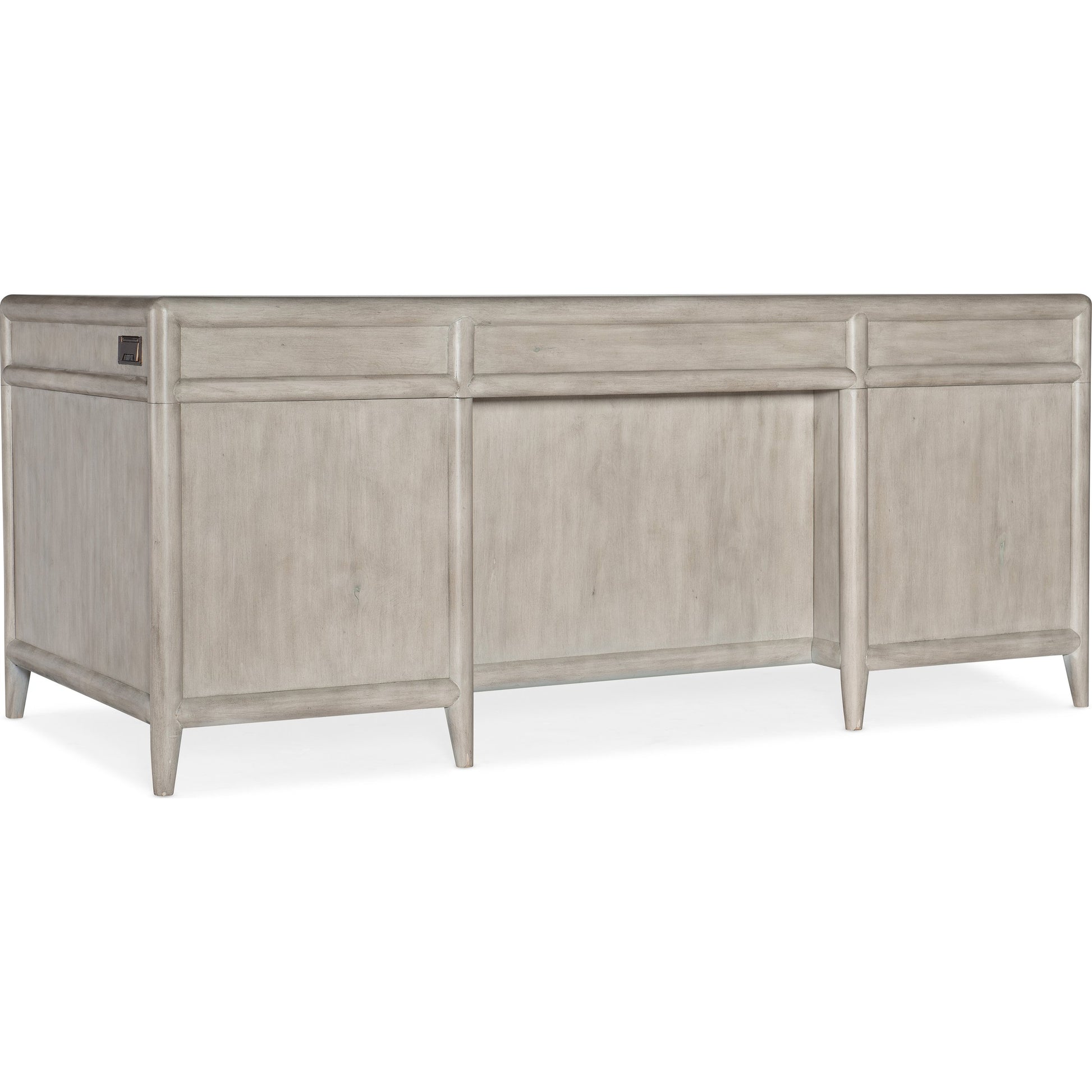 Burnham Executive Desk by Hooker Furniture in grey mink. Made from alder veneers with knots in a cottage & farmhouse style.