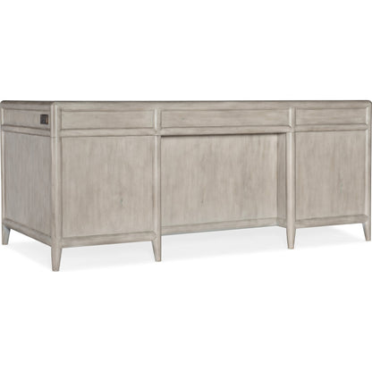 Burnham Executive Desk by Hooker Furniture in grey mink. Made from alder veneers with knots in a cottage & farmhouse style.