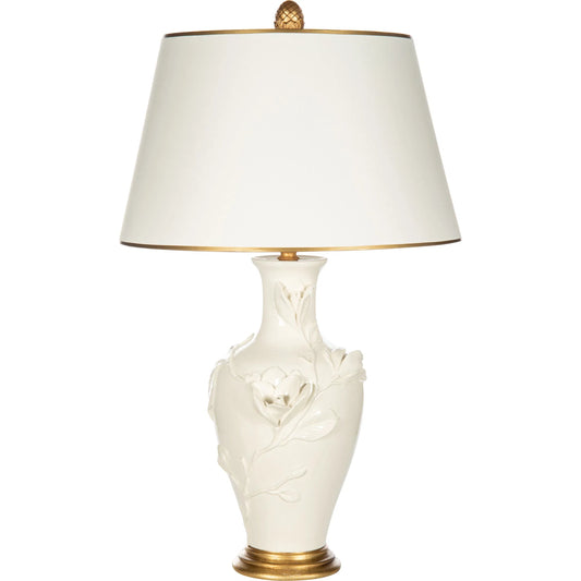 Snow Magnolia Lamp by Bradburn Home. Made from ceramic in a unique style.