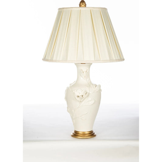Snow Magnolia Couture Lamp by Bradburn Home. Made from ceramic in a unique style.